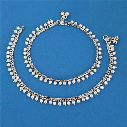 Antique Pearl Payal with Rhodium Plating