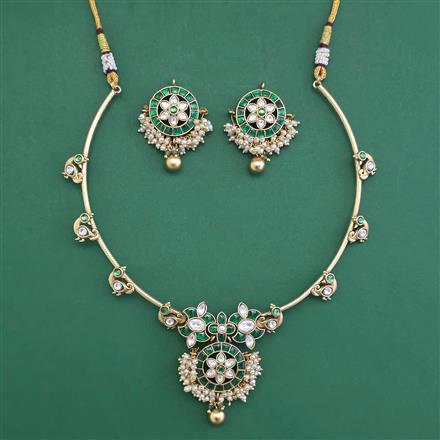 Antique Pearl Necklace with Matte Gold Plating