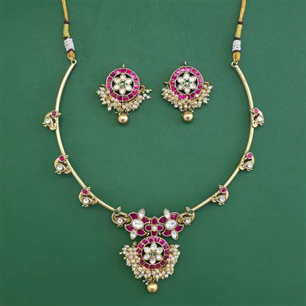Antique Pearl Necklace with Matte Gold Plating