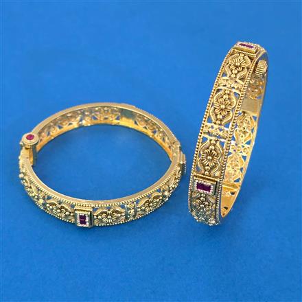 Antique Openable Bangles with Matte Gold Plating