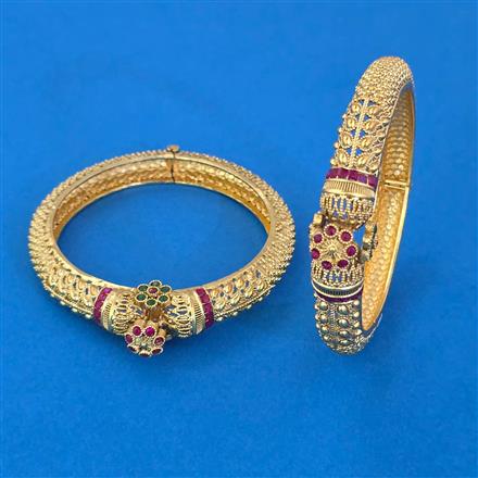 Antique Openable Bangles with Matte Gold Plating