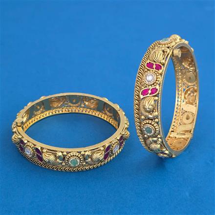 Antique Openable Bangles with Matte Gold Plating