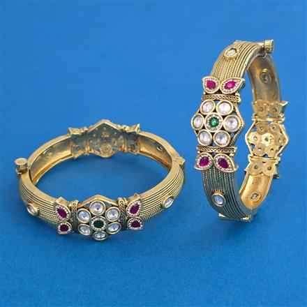 Antique Openable Bangles with Matte Gold Plating