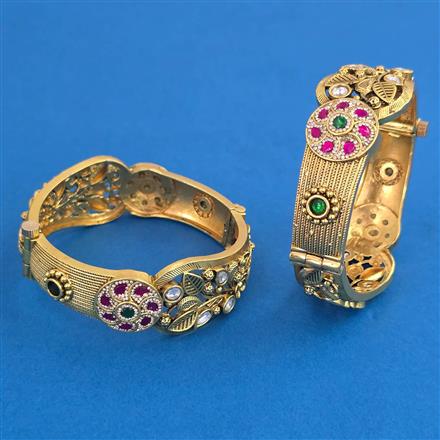 Antique Openable Bangles with Matte Gold Plating