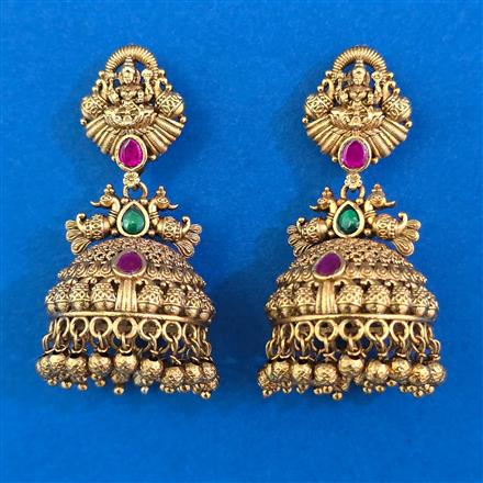 Antique Temple Earring with Matte Gold Plating