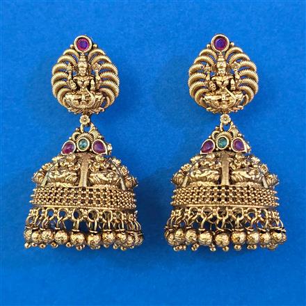 Antique Temple Earring with Matte Gold Plating