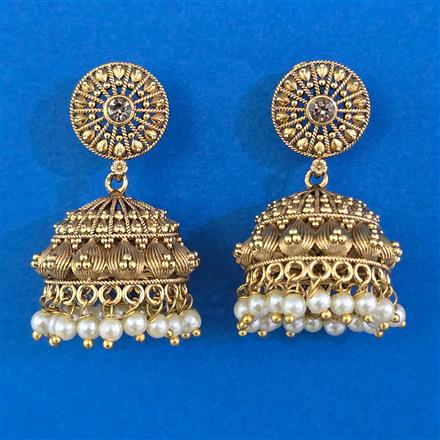 Antique Jhumki with Matte Gold Plating