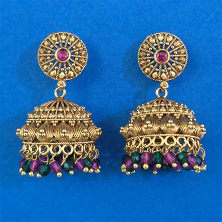 Antique Jhumki with Matte Gold Plating