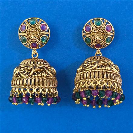 Antique Jhumki with Matte Gold Plating