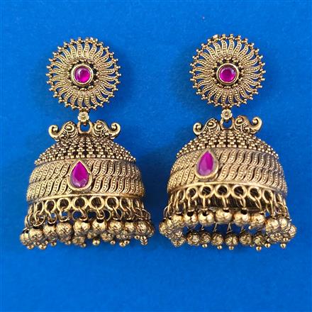 Antique Jhumki with Matte Gold Plating