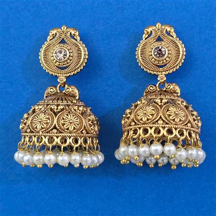 Antique Jhumki with Matte Gold Plating