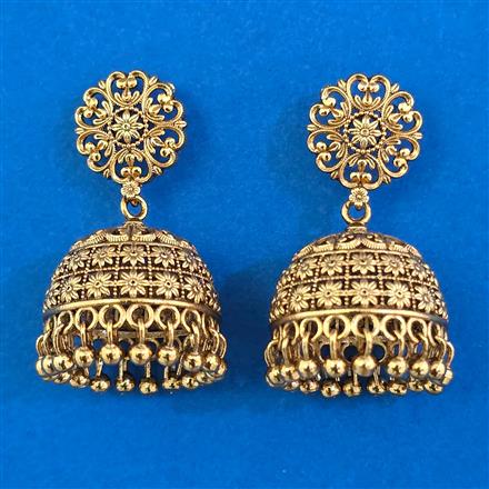Antique Jhumki with Matte Gold Plating