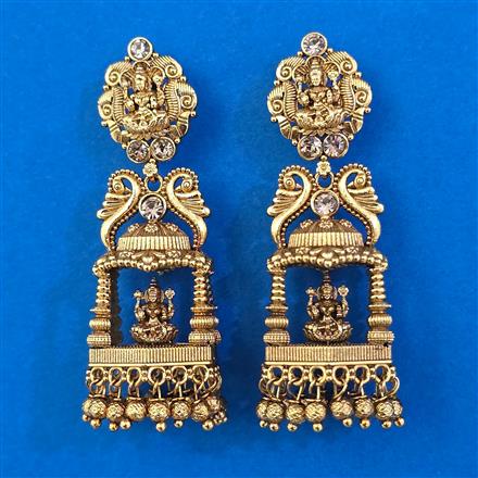 Antique Temple Earring with Matte Gold Plating