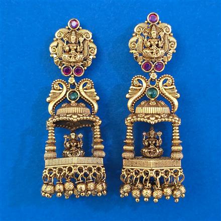 Antique Temple Earring with Matte Gold Plating