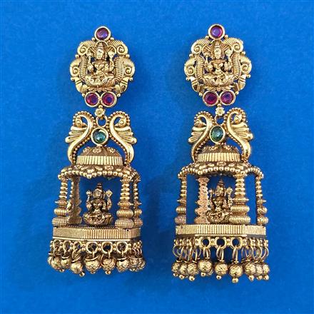 Antique Temple Earring with Matte Gold Plating