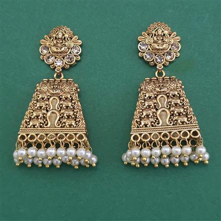 Antique Temple Earring with Matte Gold Plating
