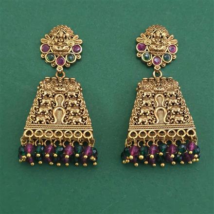 Antique Temple Earring with Matte Gold Plating