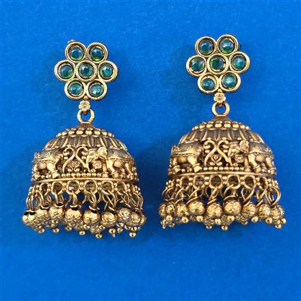 Antique Jhumki with Matte Gold Plating