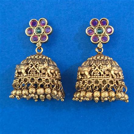 Antique Jhumki with Matte Gold Plating