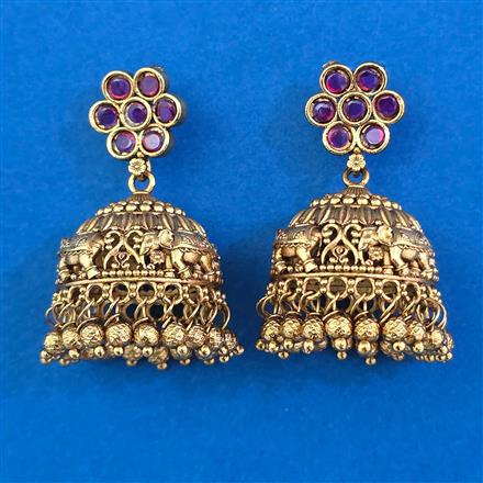 Antique Jhumki with Matte Gold Plating