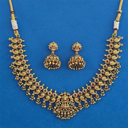 Antique Temple Necklace with Matte Gold Plating