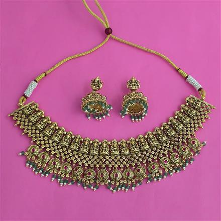 Antique Temple Necklace with Matte Gold Plating