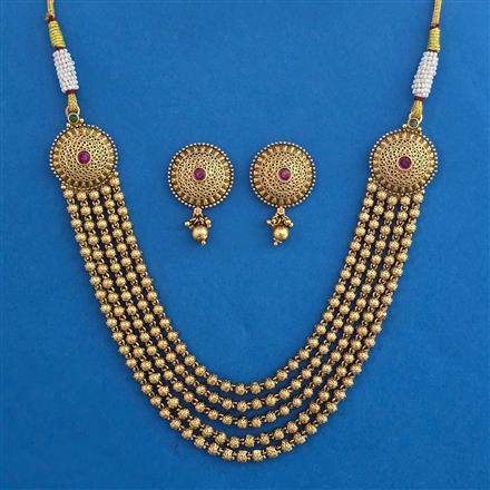 Antique Layered Necklace with Matte Gold Plating