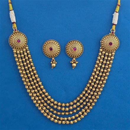 Antique Layered Necklace with Matte Gold Plating