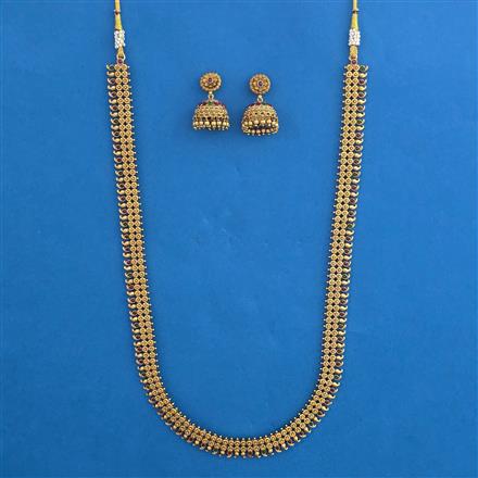 Antique Long Necklace with Matte Gold Plating