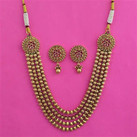 Antique Layered Necklace with Matte Gold Plating