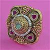 Antique Adjustable Ring with Matte Gold Plating