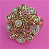 Antique Adjustable Ring with Matte Gold Plating