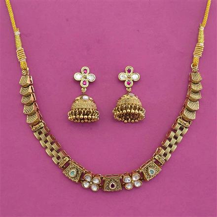 Antique Classic Necklace with Matte Gold Plating