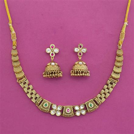 Antique Classic Necklace with Matte Gold Plating