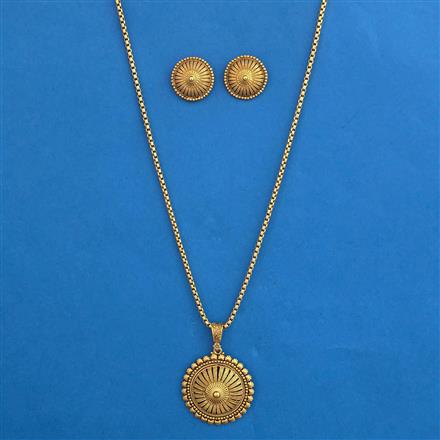 Antique Plain Gold Pendant Set with Matte Gold Plating