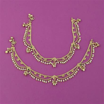 Antique Pearl Payal with Gold Plating