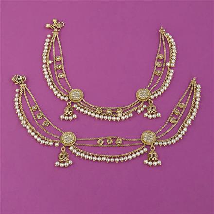 Antique Pearl Payal with Gold Plating
