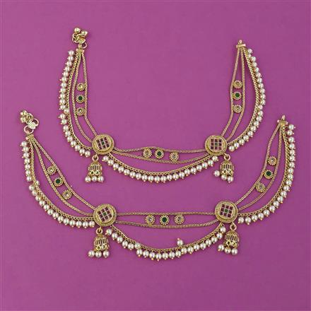 Antique Pearl Payal with Gold Plating