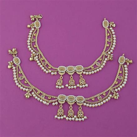 Antique Pearl Payal with Gold Plating