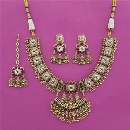 Antique Pearl Necklace with Matte Gold Plating