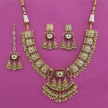 Antique Pearl Necklace with Matte Gold Plating