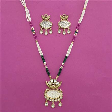 Antique Pearl Pendant Set with Matte Gold Plating