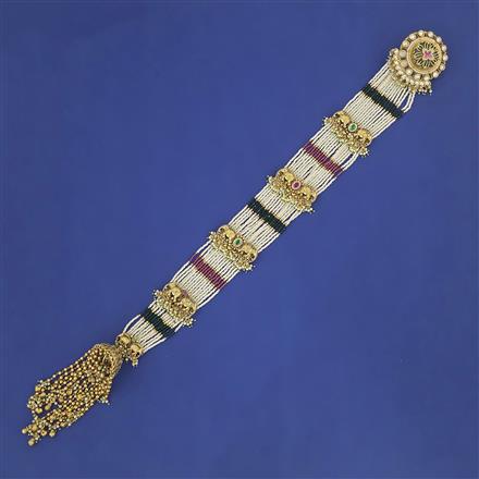 Antique Pearl Hair Brooch with Matte Gold Plating