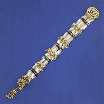 Antique Pearl Hair Brooch with Matte Gold Plating