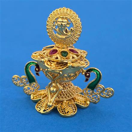 Antique Temple Sindoor Box with Gold Plating