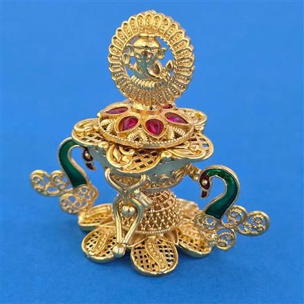 Antique Temple Sindoor Box with Gold Plating