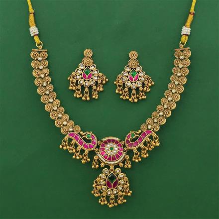 Antique Birds Necklace with Matte Gold Plating