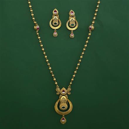 Antique Classic Pendant Set with Matte Gold Plating
