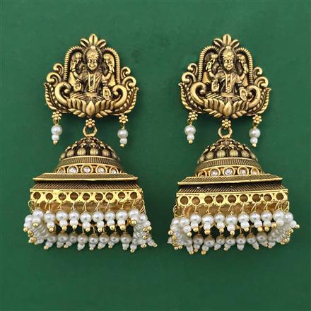 Antique Temple Earring with Matte Gold Plating