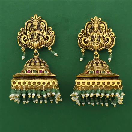 Antique Temple Earring with Matte Gold Plating